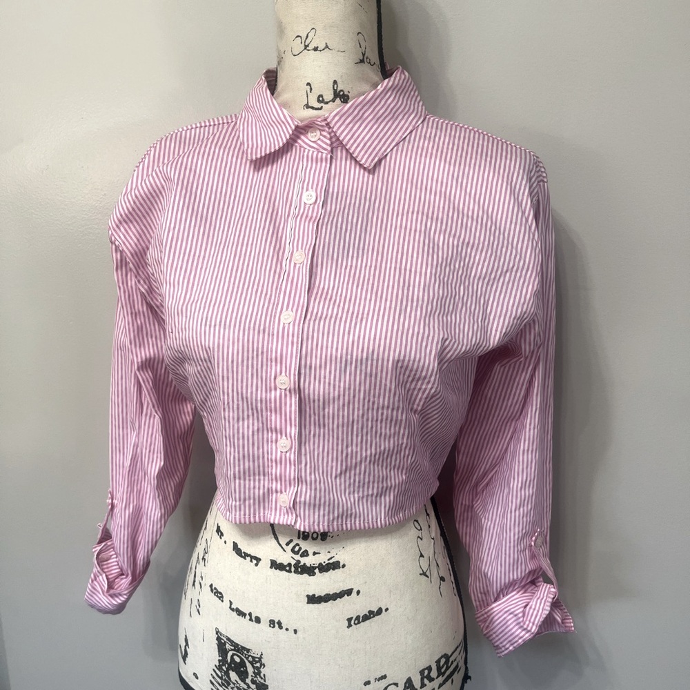 Stripped Button up Crop top